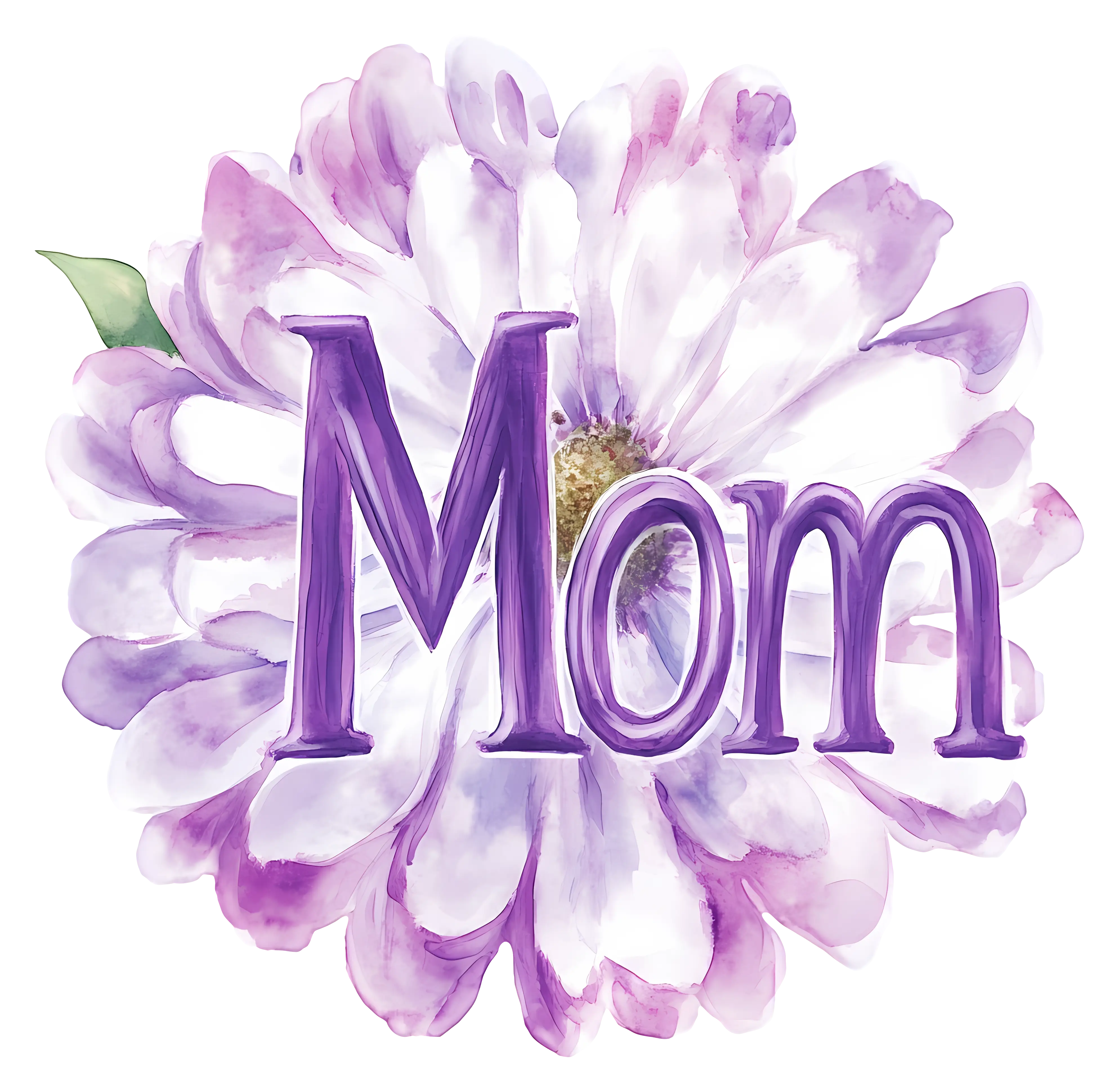 Floral Mom Text with Purple Flower