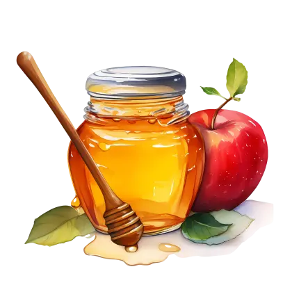 Honey Jar with Apple and Dipper for Rosh Hashanah