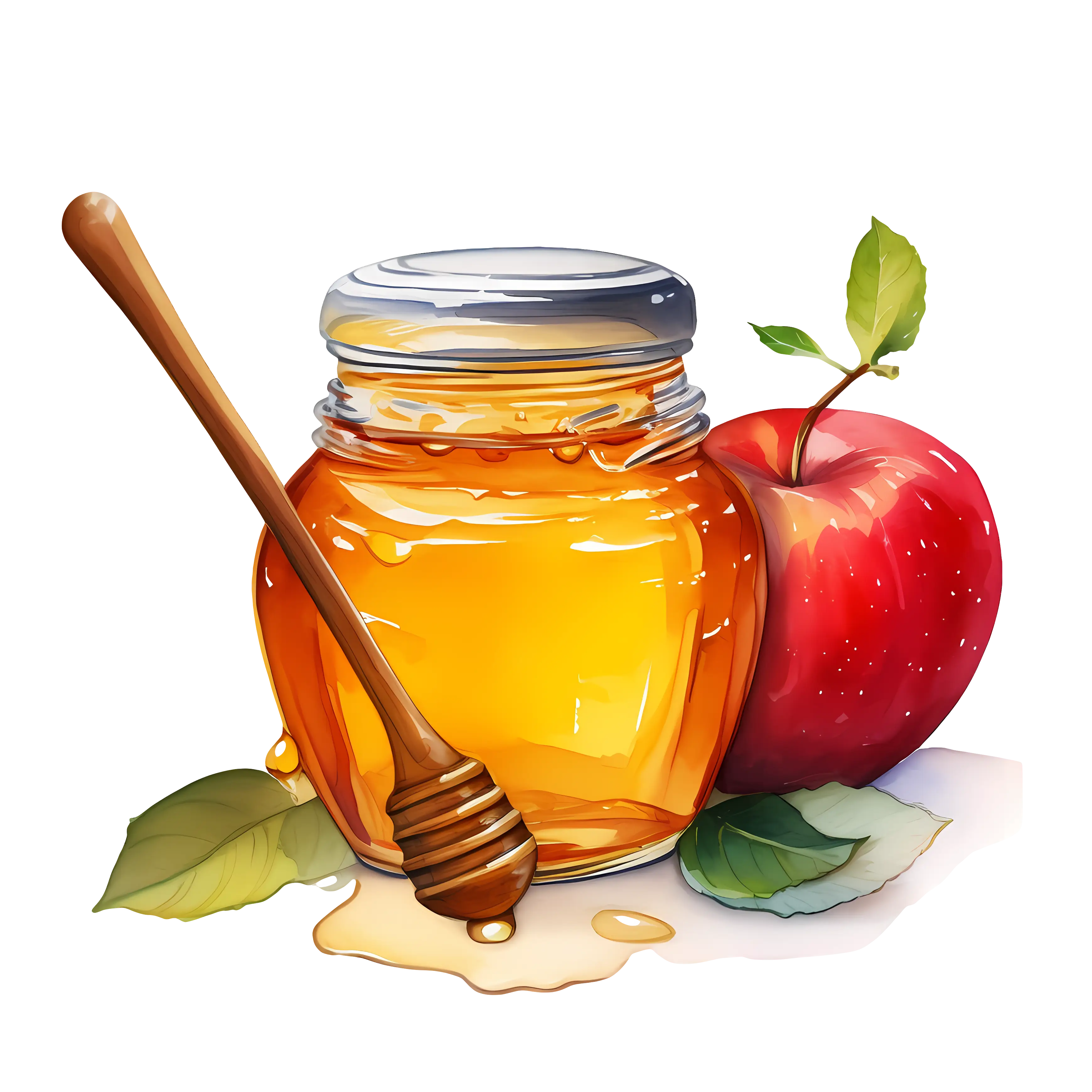 Honey Jar with Apple and Dipper for Rosh Hashanah