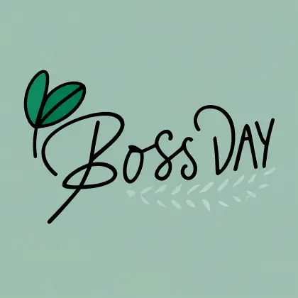 Boss Day Text with Leaf