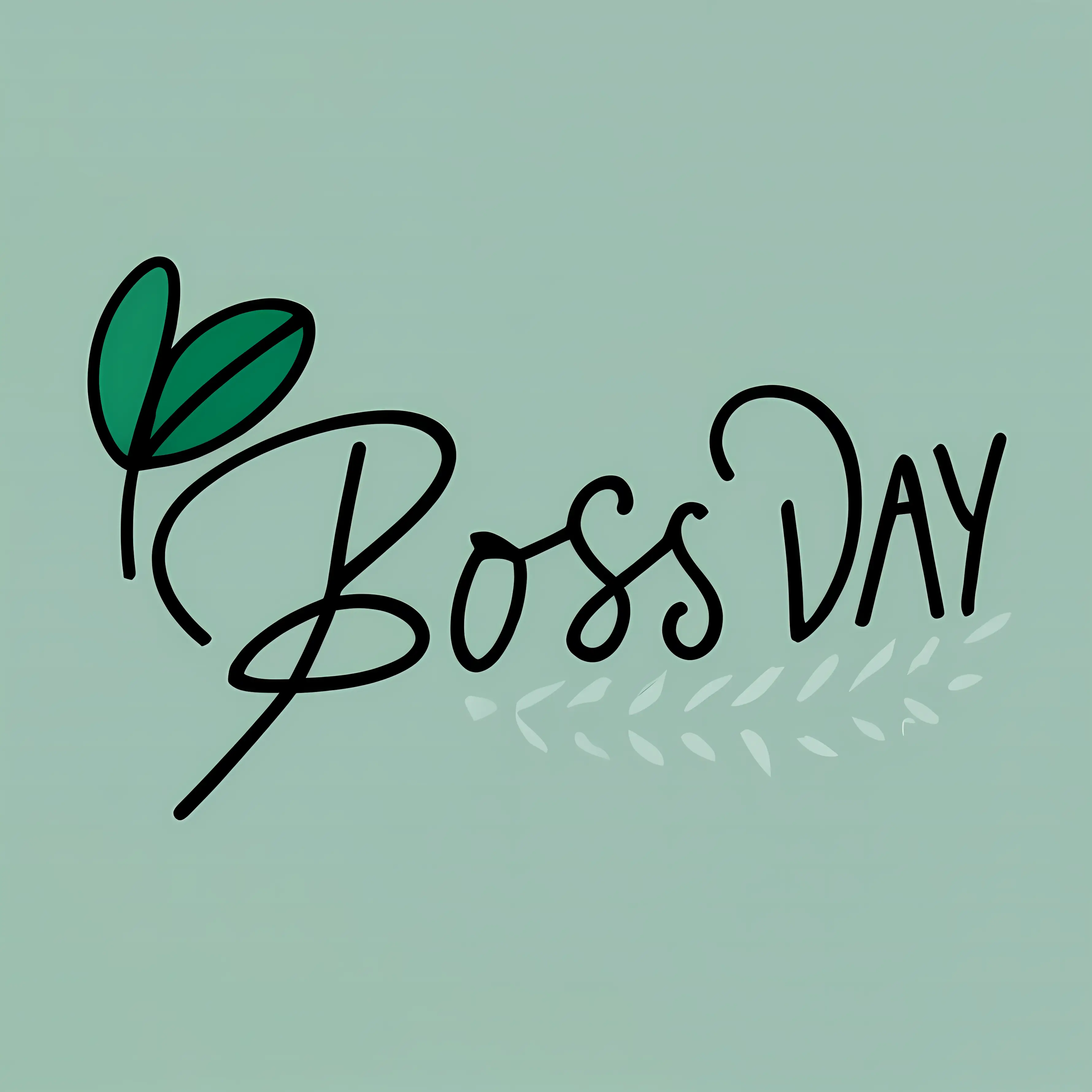 Boss Day Text with Leaf