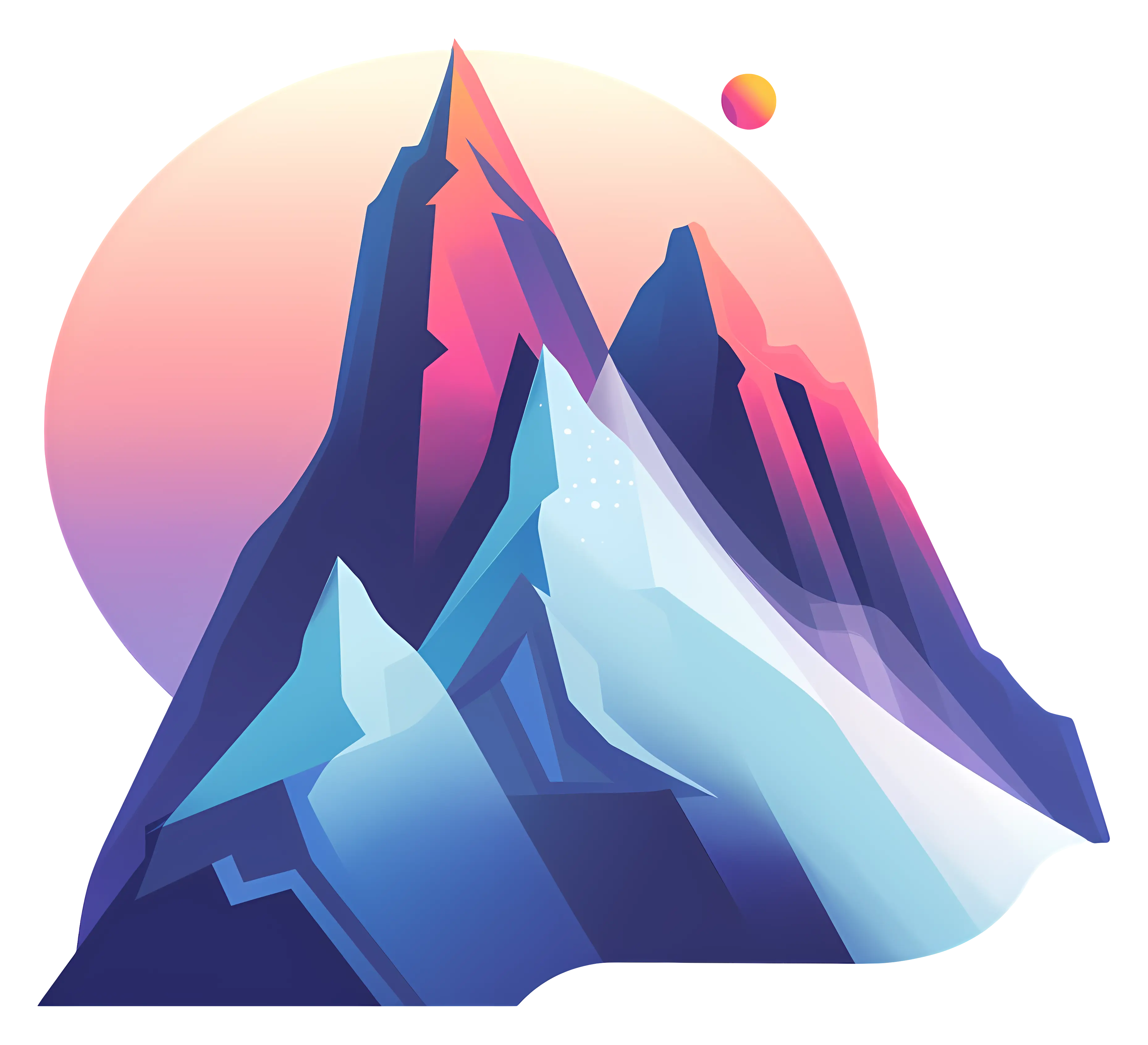 Colorful Mountain Illustration with Sunrise