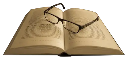 Open Book with Glasses for Reading