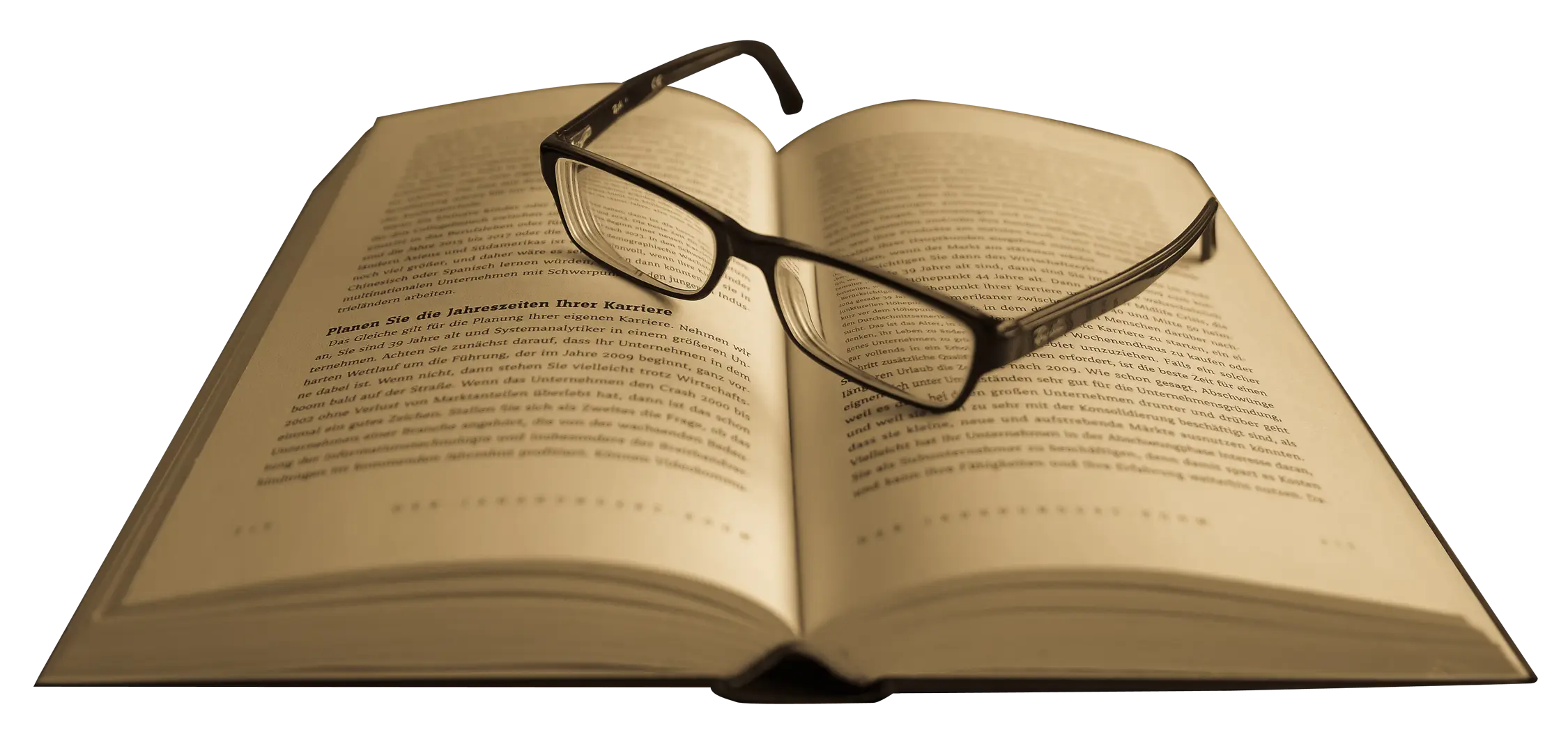 Open Book with Glasses for Reading
