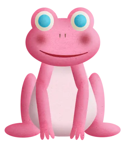 Pink Cartoon Frog with Blue Eyes