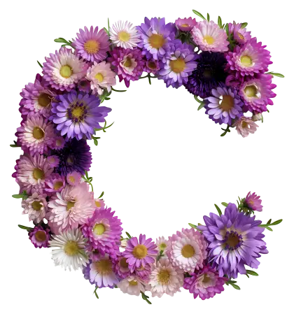 C-shaped Floral Monogram with Vibrant Flowers