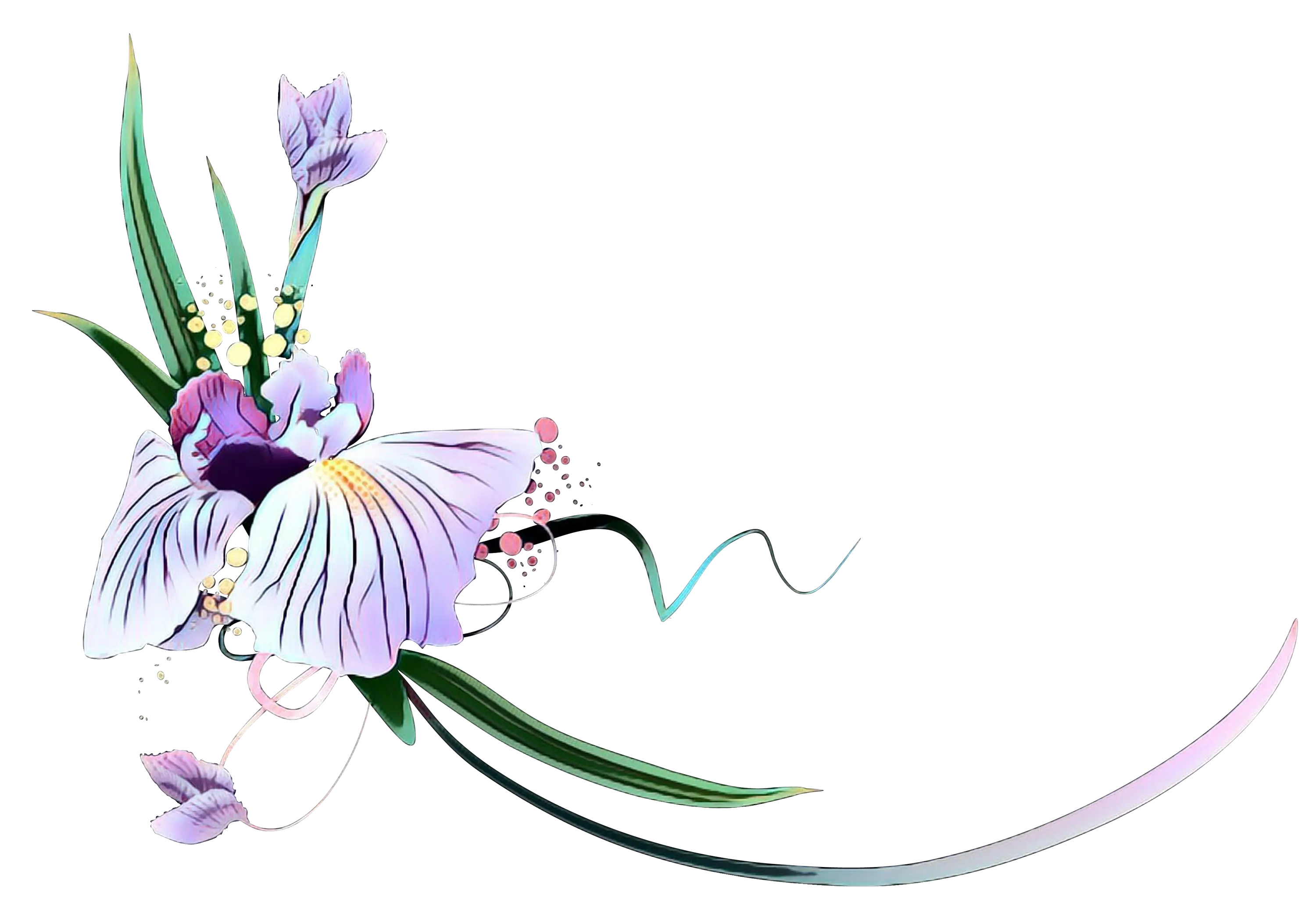 Beautiful Purple Flower with Leaves