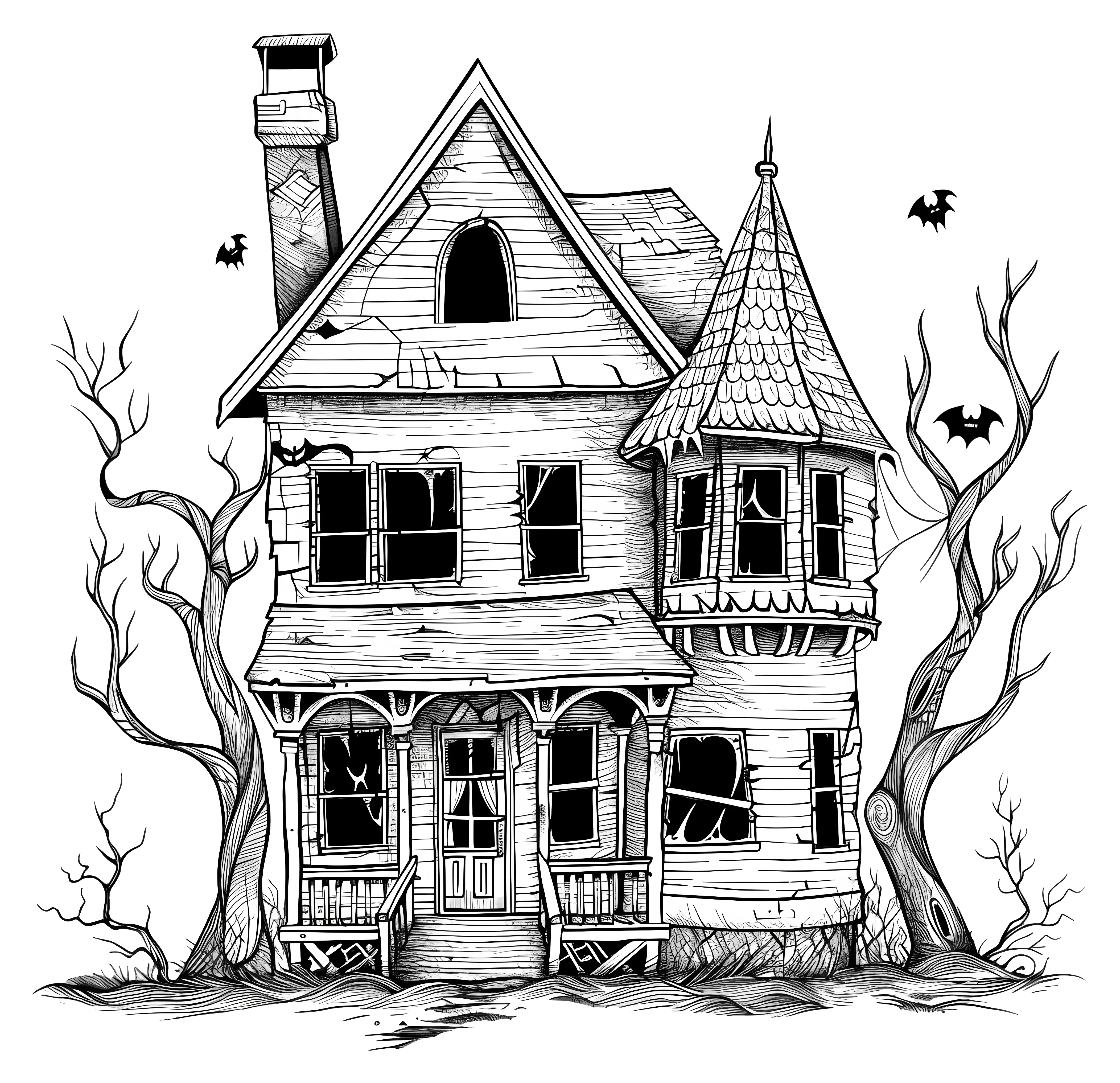 Spooky Haunted House Illustration
