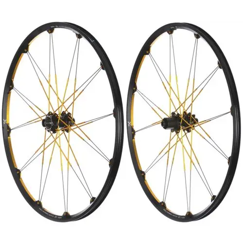 Bicycle Wheels with Golden Spokes