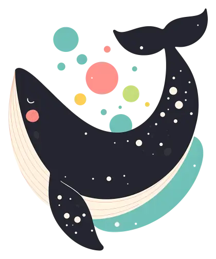 Whale with Colorful Bubbles