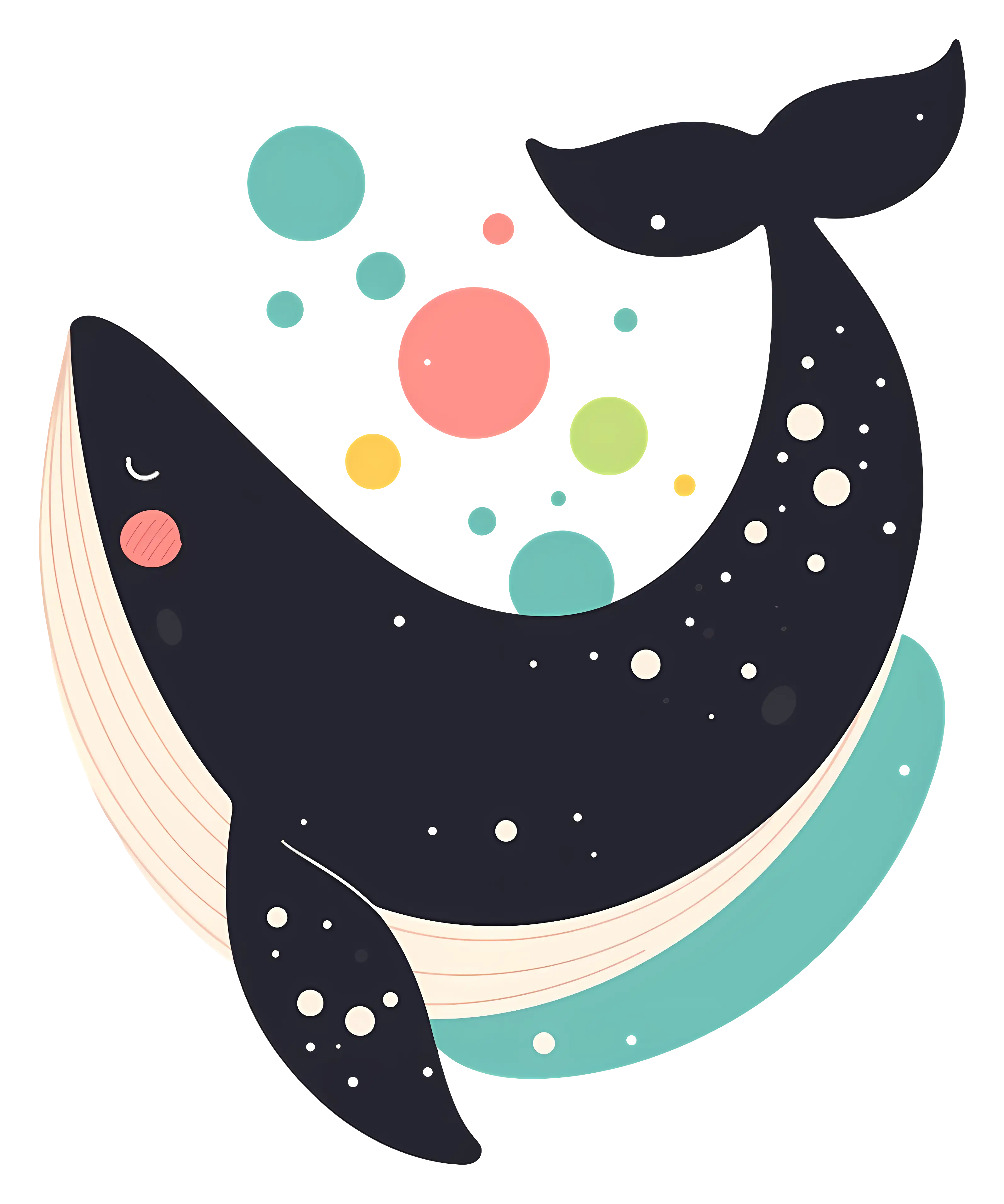 Whale with Colorful Bubbles