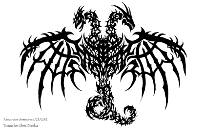 Black Tribal Dragon Tattoo