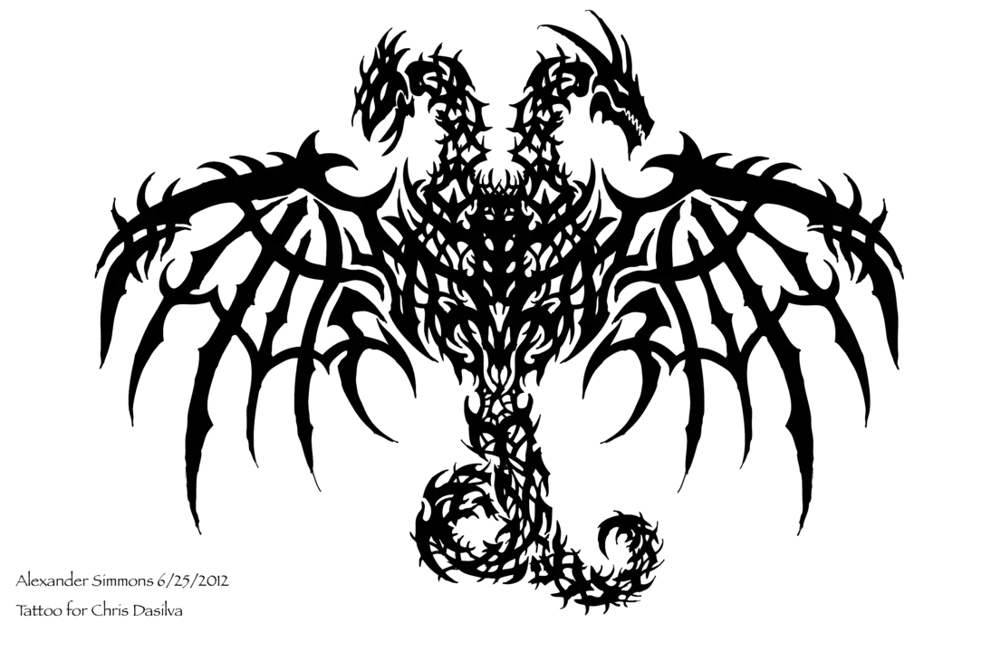 Black Tribal Dragon Tattoo