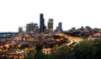 Night View of a City with Lights