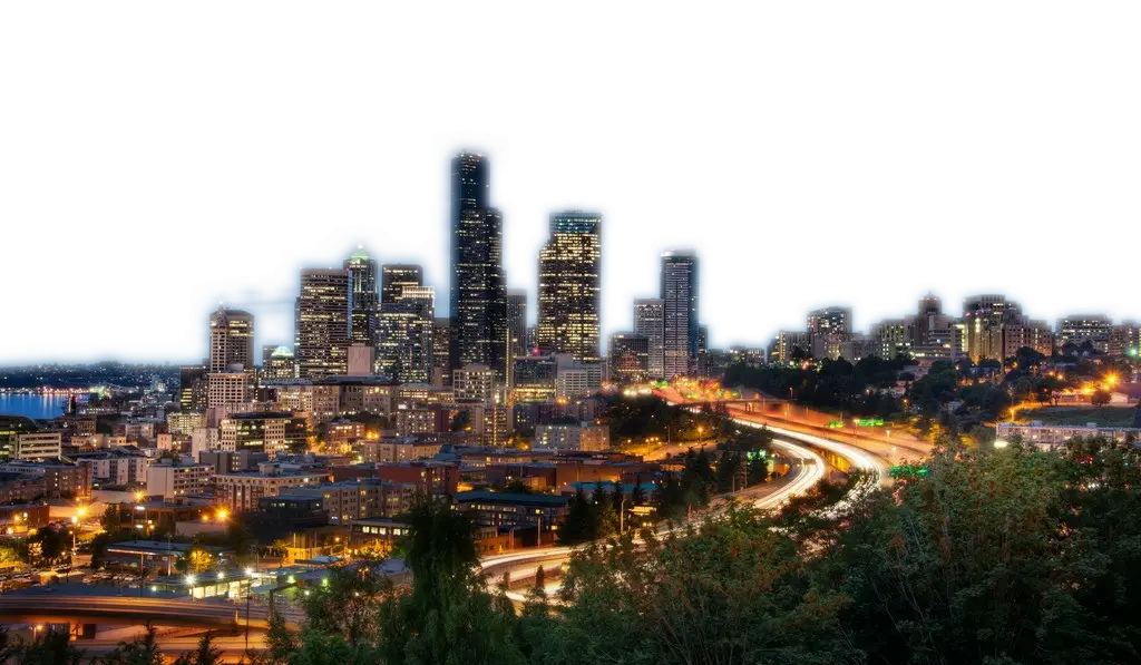 Night View of a City with Lights