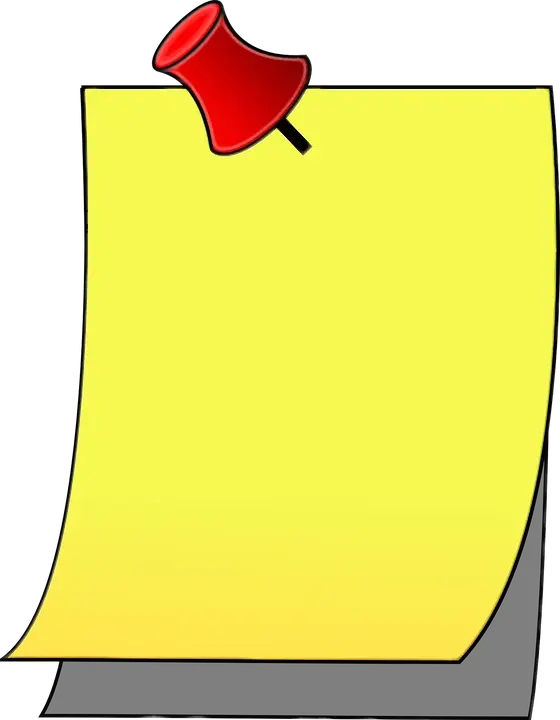 Yellow Sticky Note with Red Pin Illustration
