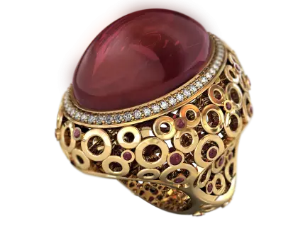 Elegant Golden Ring with Red Gemstone