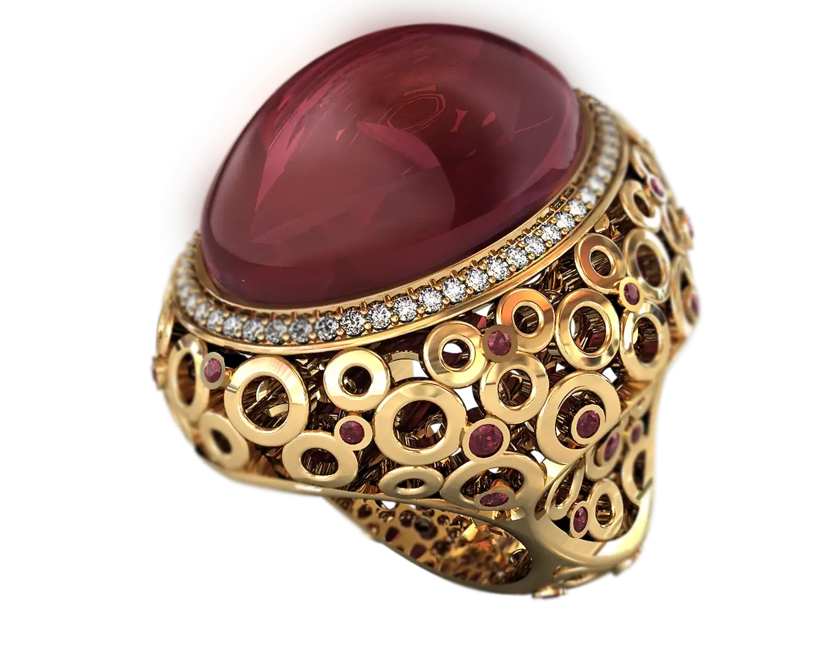 Elegant Golden Ring with Red Gemstone
