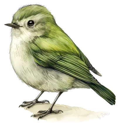 Green Bird Illustration in Nature