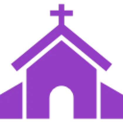 Purple Church Icon with Religious Cross