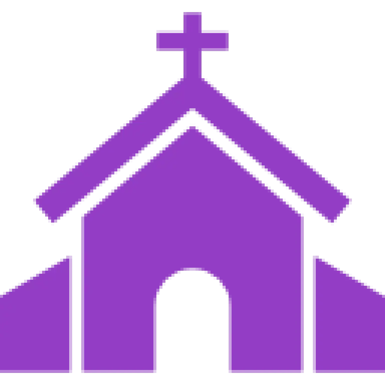 Purple Church Icon with Religious Cross