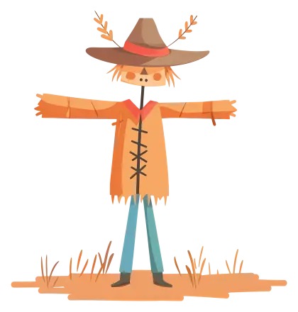 Cartoon Scarecrow in a Field