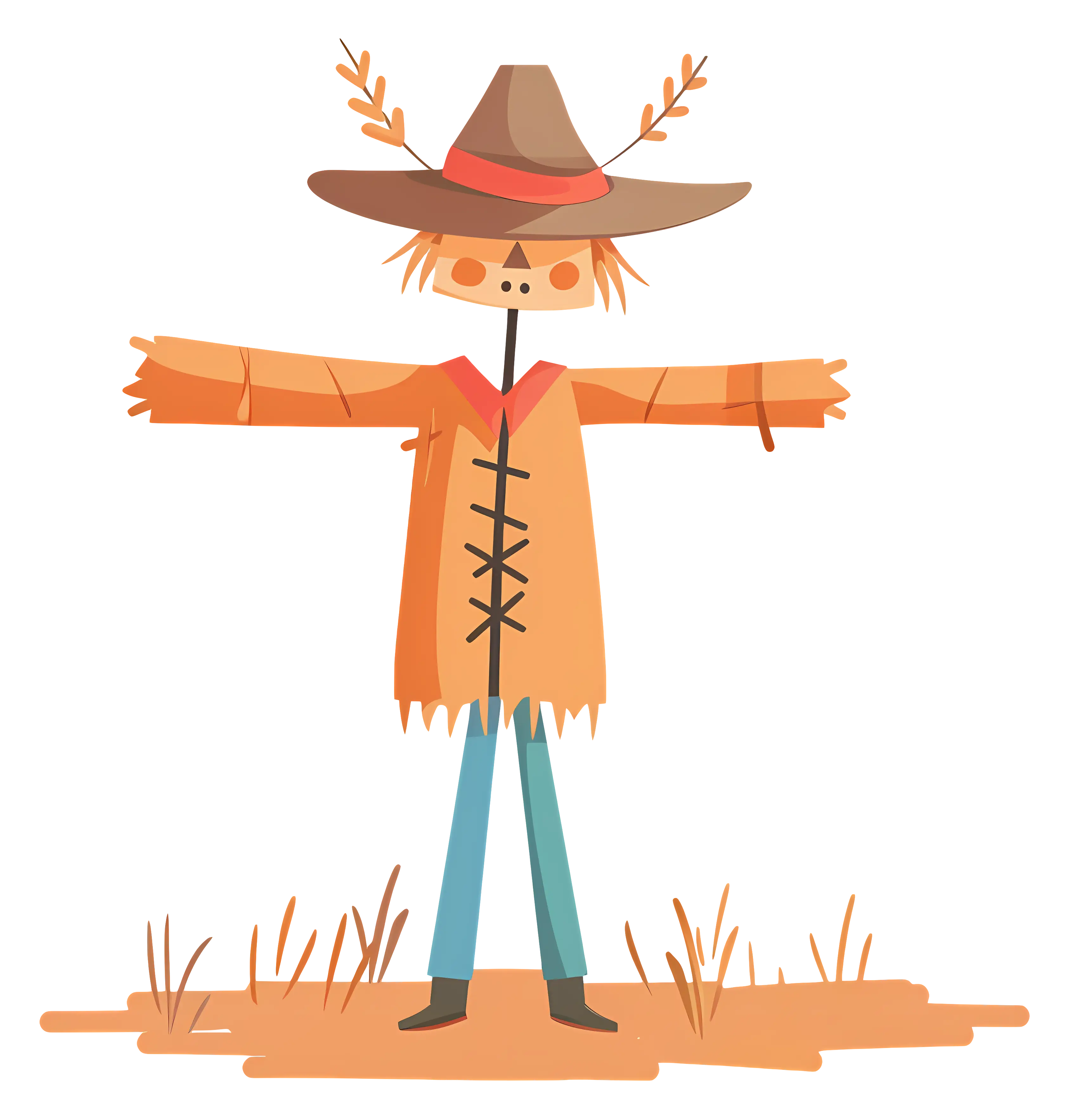 Cartoon Scarecrow in a Field