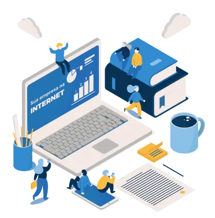 Blue Workspace and Internet Business Illustration
