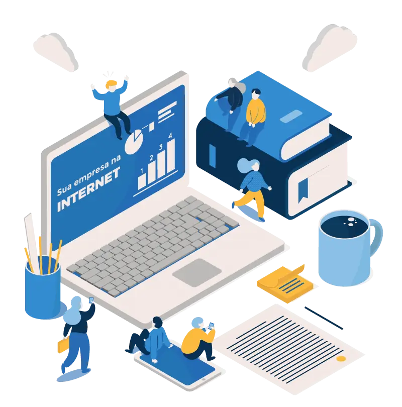 Blue Workspace and Internet Business Illustration