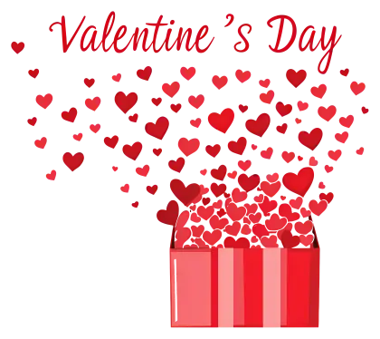 Valentine&#039;s Day Hearts and Gift Box