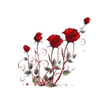 Red Roses with Stems Illustration