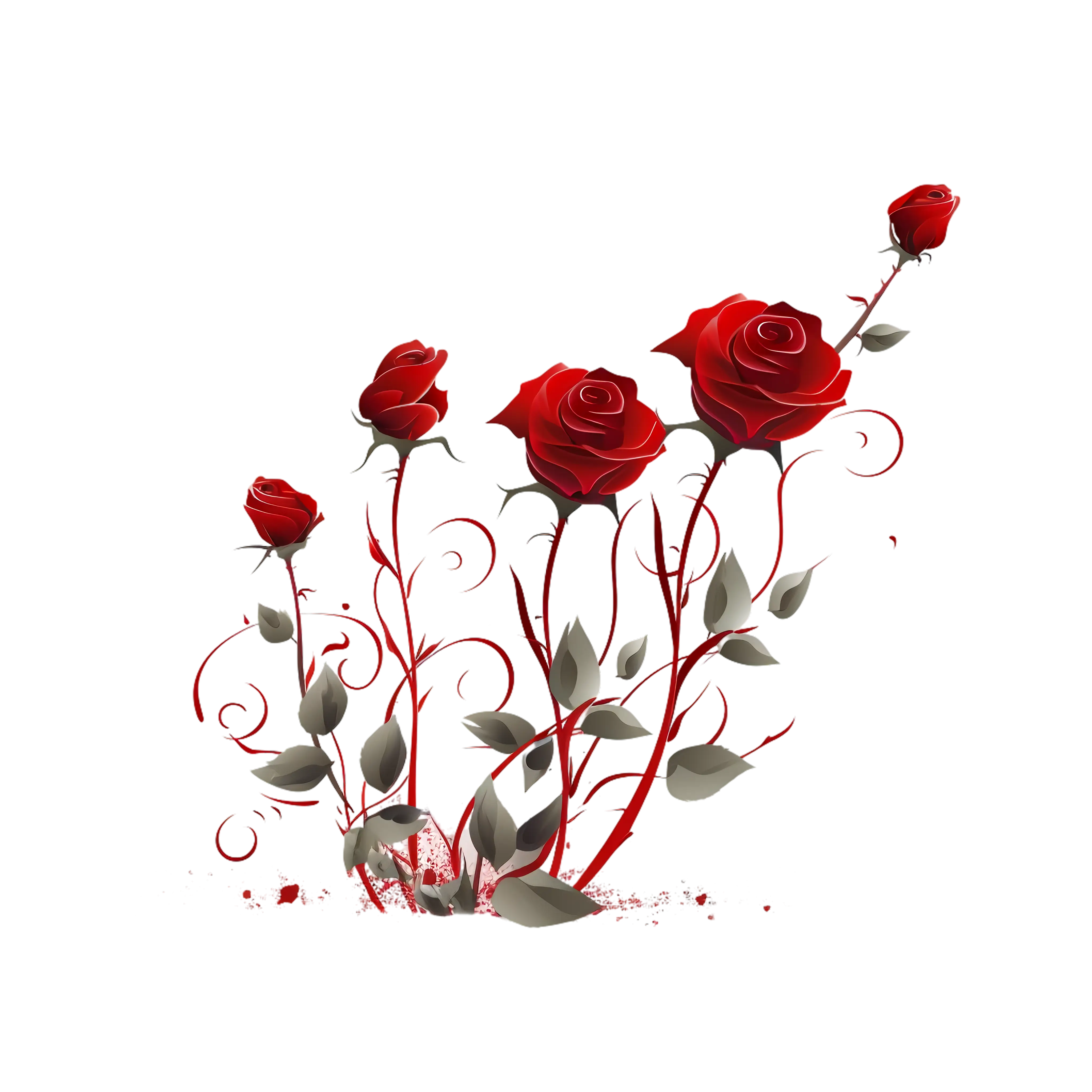 Red Roses with Stems Illustration