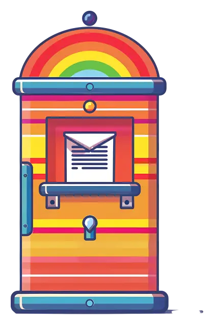 Rainbow Mailbox with Letter