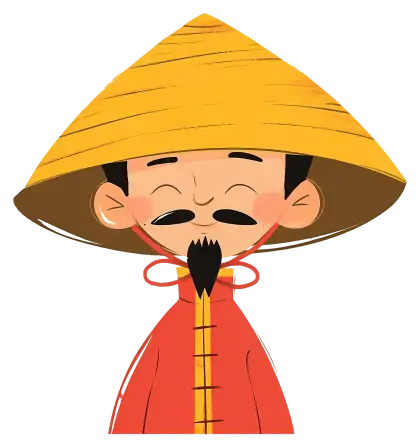 Cartoon Person with Traditional Hat and Attire