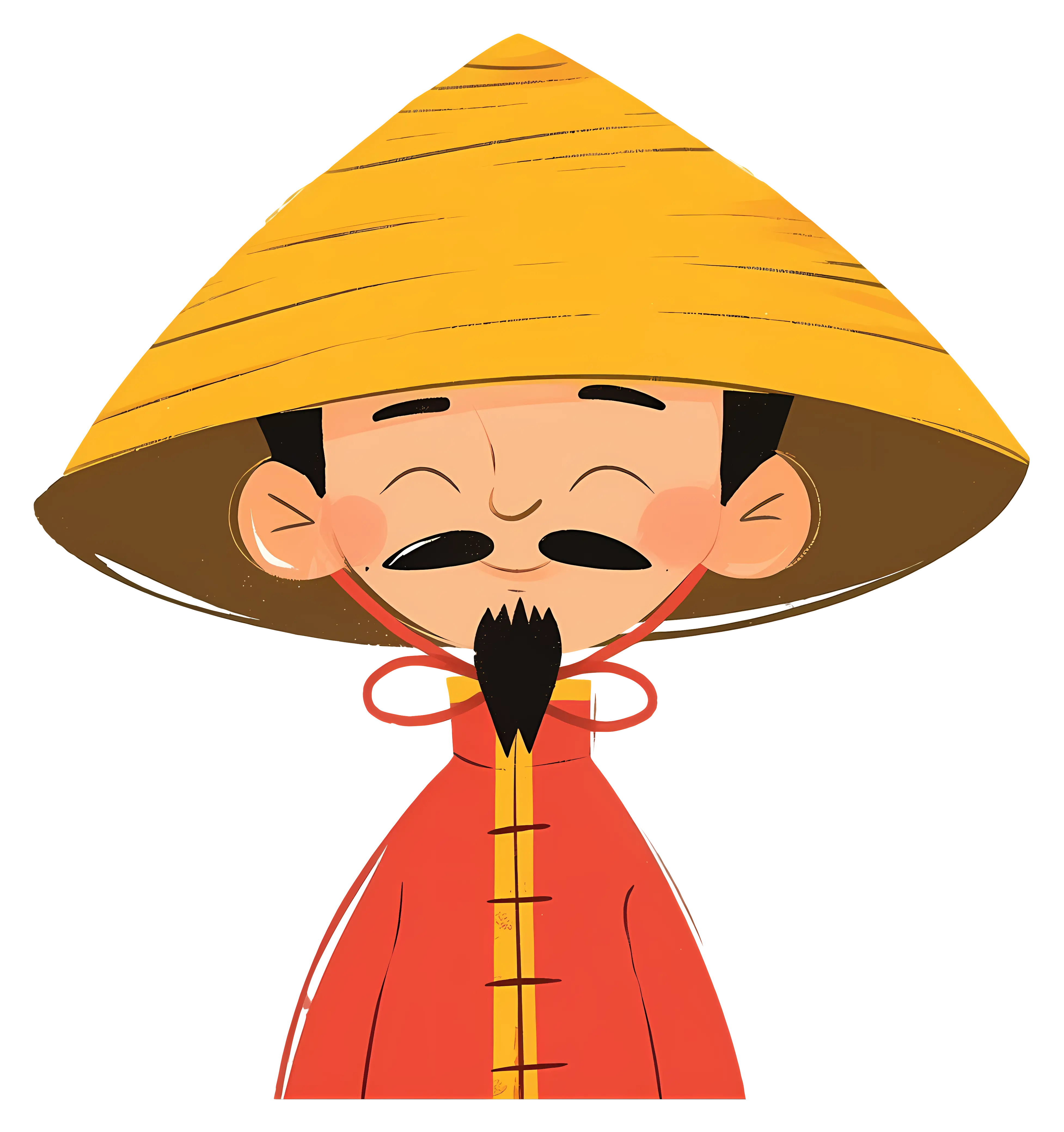 Cartoon Person with Traditional Hat and Attire