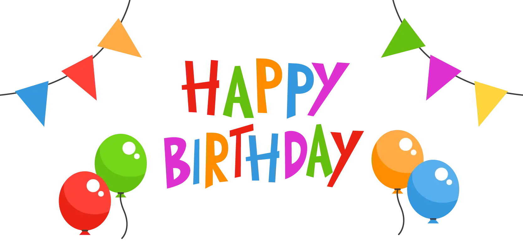 Decorative Happy Birthday Banner with Balloons