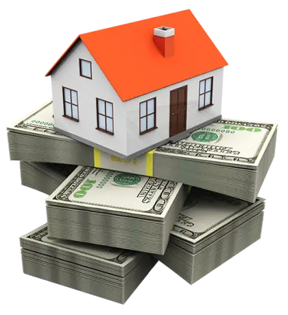 House on Stack of Money Representing Home Finance