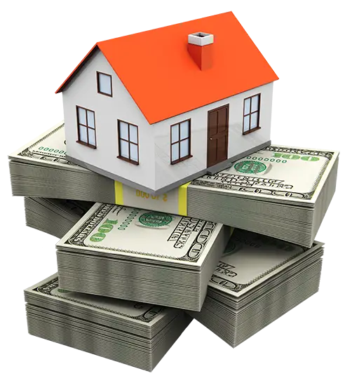House on Stack of Money Representing Home Finance