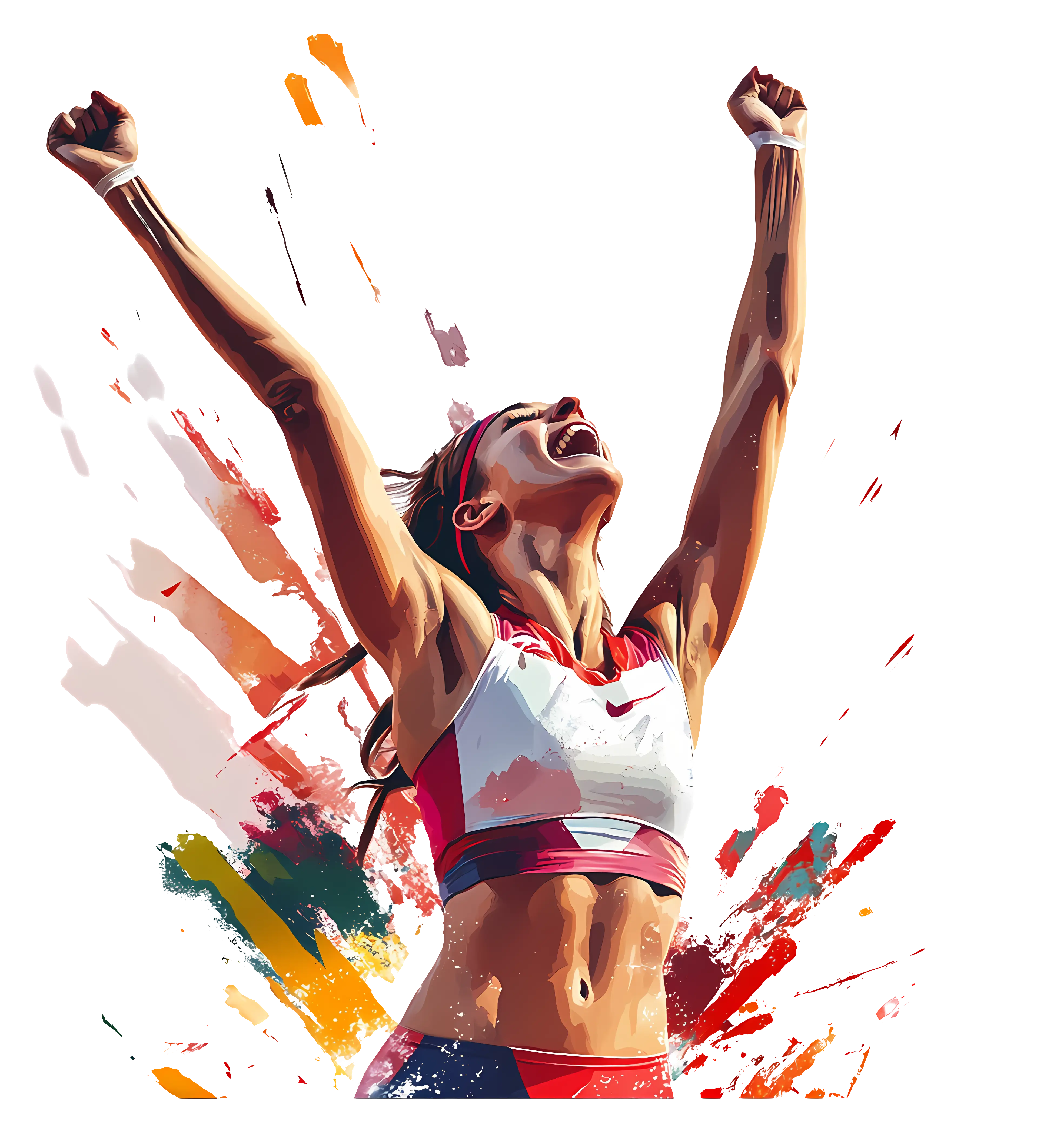 Female Athlete in Victory Celebration