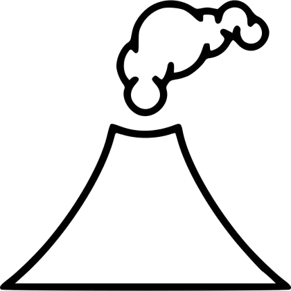 Simple Line Drawing of a Volcano