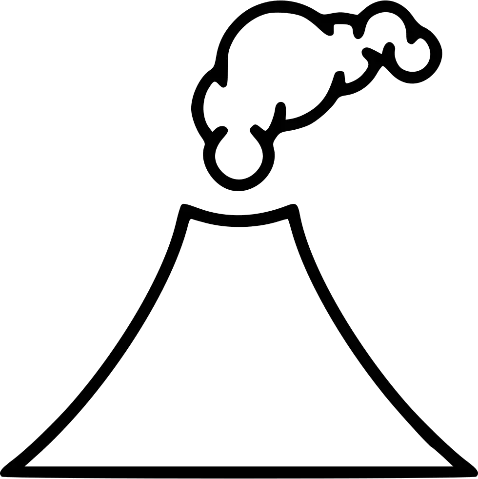 Simple Line Drawing of a Volcano