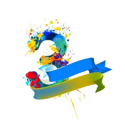 Colorful Number 2 with Ribbons
