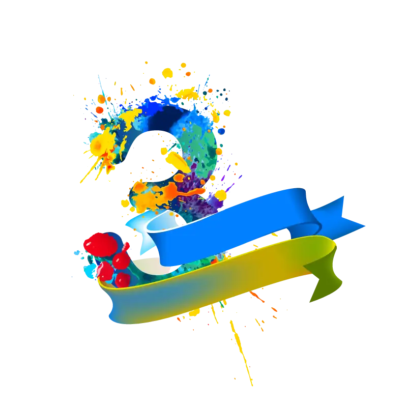 Colorful Number 2 with Ribbons