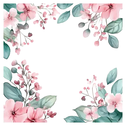 Pink Floral Decorative Border Design