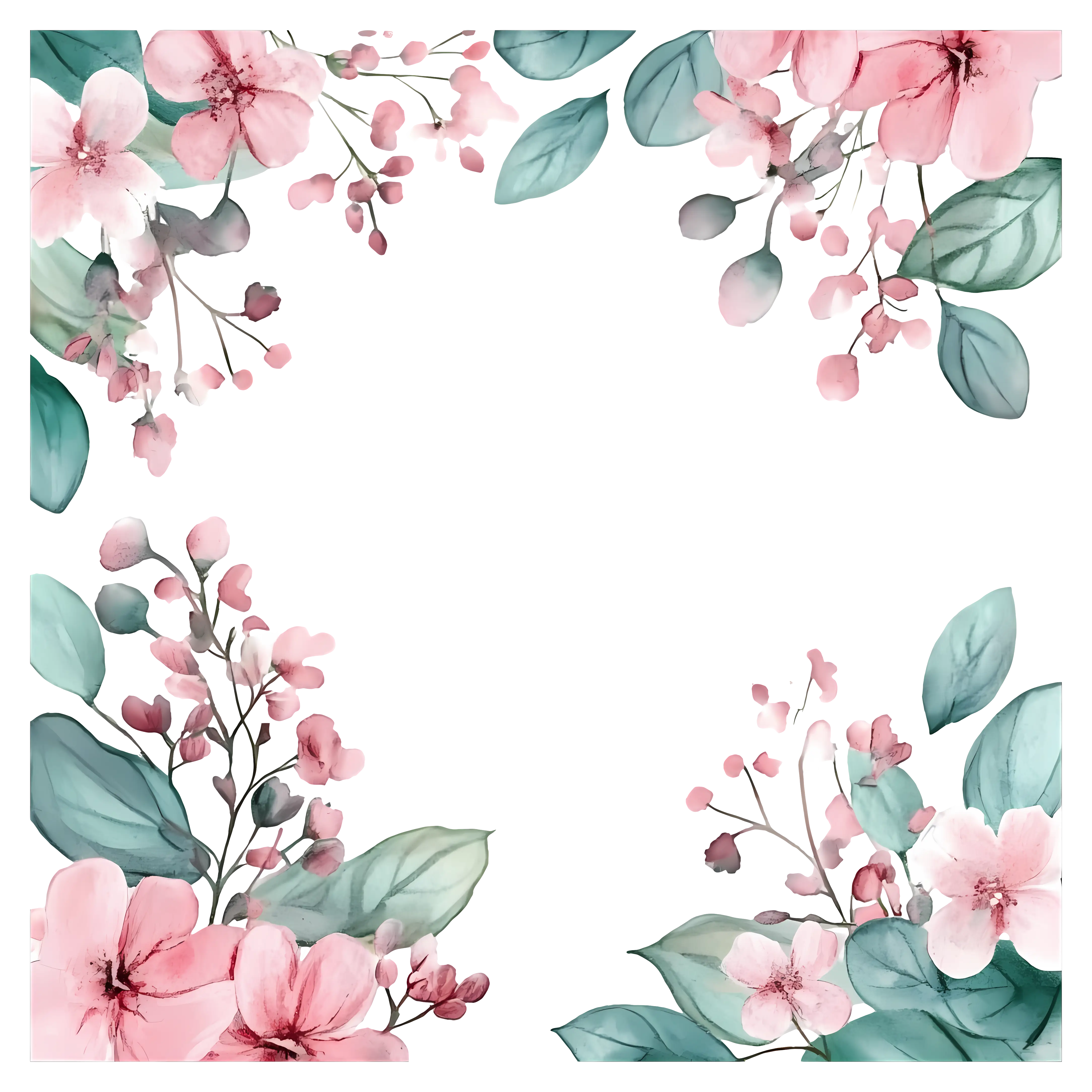 Pink Floral Decorative Border Design