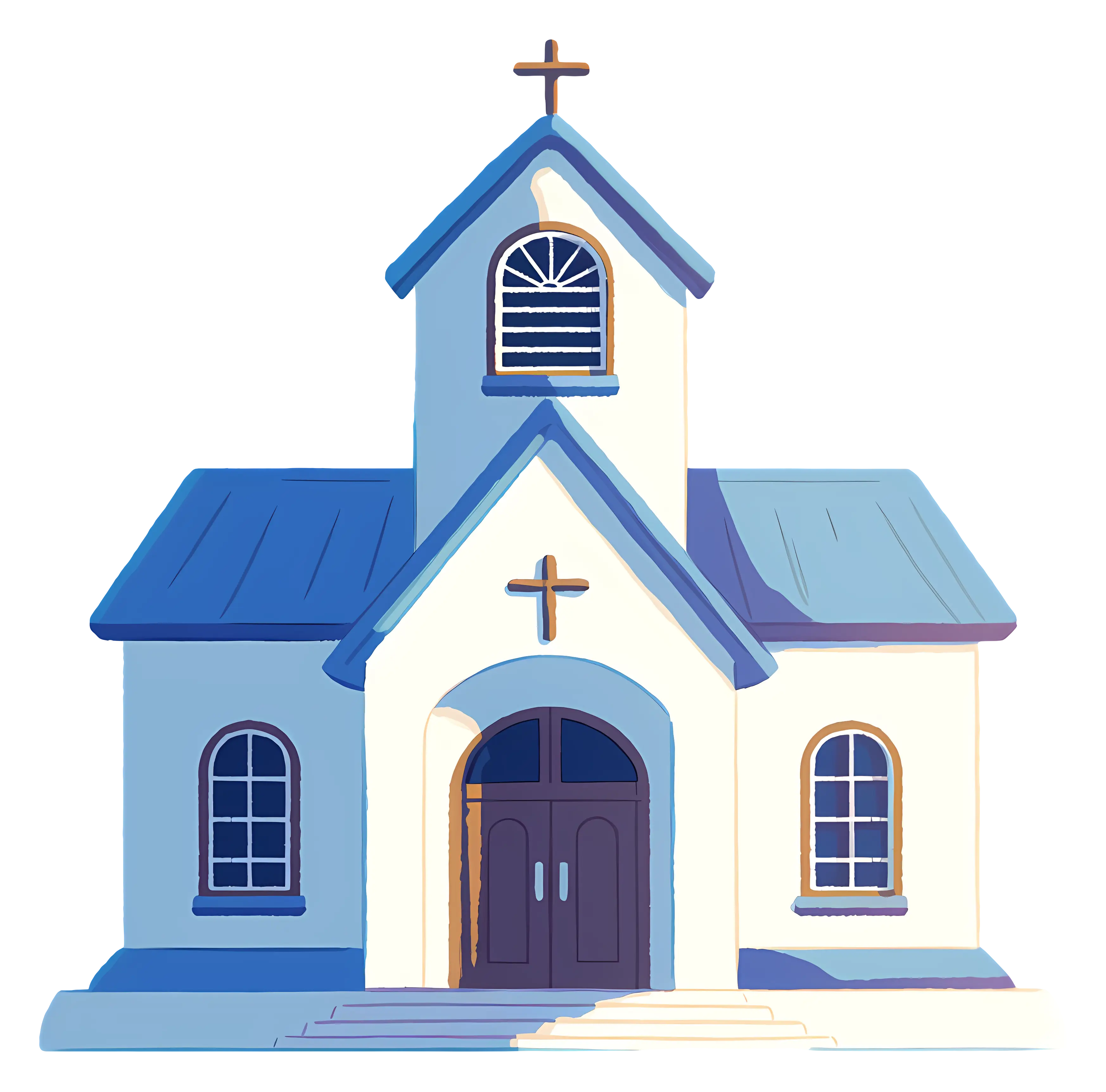 Beautiful Cartoon Blue Church Illustration