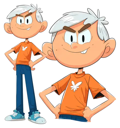 Cartoon Boy in Orange Shirt