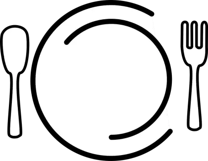 Plate with Spoon and Fork Icon for Dining