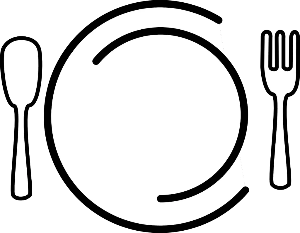 Plate with Spoon and Fork Icon for Dining
