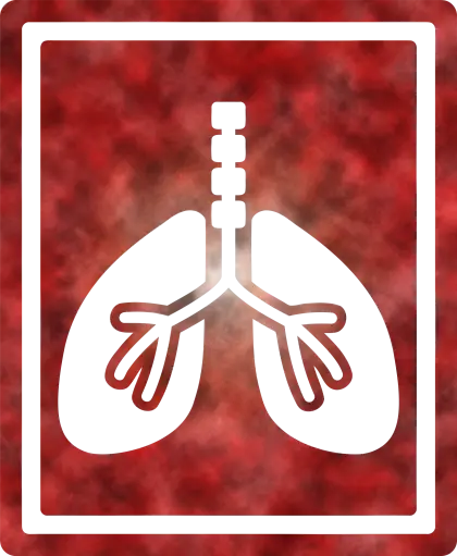 Lung Medical Illustration on Red Fog Background